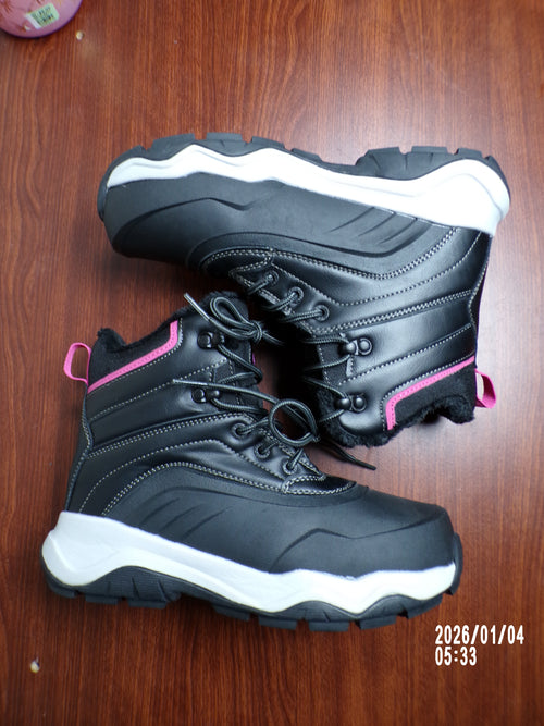 Khombu Riley Women's Size 7 Shell Lace-up Hiking Boot Cushioned Footbed, Black